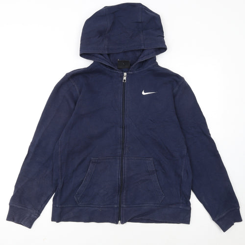 Nike Boys Navy Blue Full Zip Hoodie XL 13-15 Years Fleece Sweatshirt