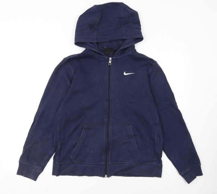Nike Boys Navy Blue Full Zip Hoodie XL 13-15 Years Fleece Sweatshirt
