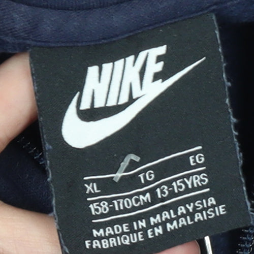 Nike Boys Navy Blue Full Zip Hoodie XL 13-15 Years Fleece Sweatshirt