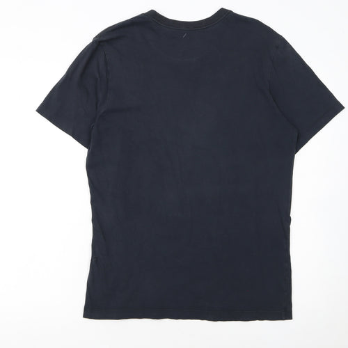 Nike Men Black Graphic Swoosh Regular Fit Crew Neck T-Shirt M