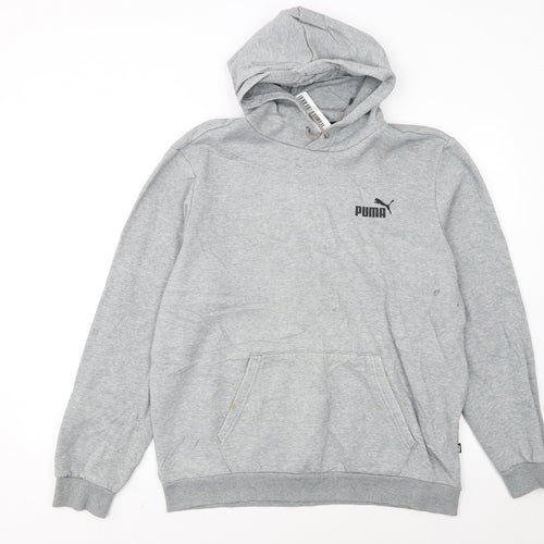 Puma Mens Grey Pullover Hoodie L Lightweight Cotton Blend