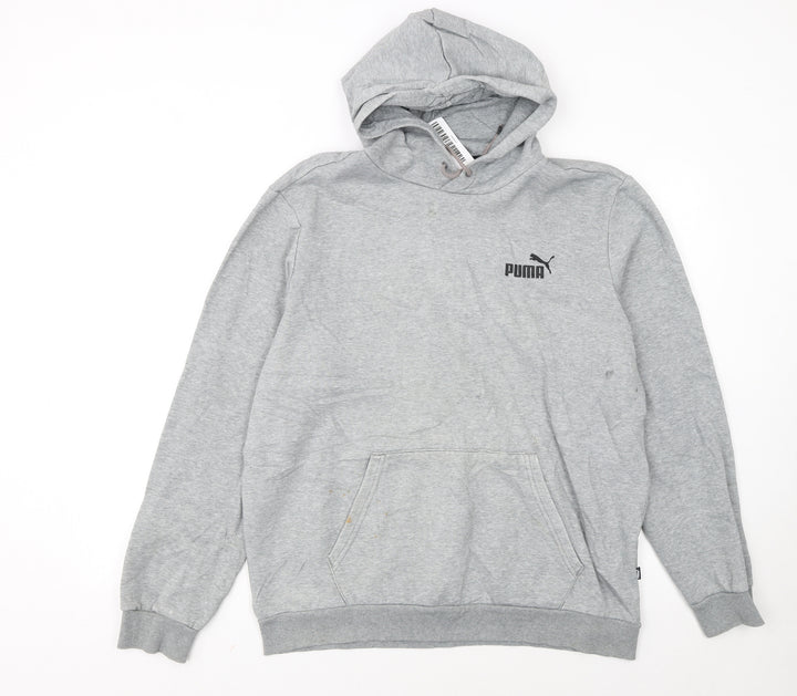 Puma Mens Grey Pullover Hoodie L Lightweight Cotton Blend