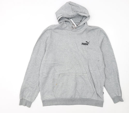 Puma Mens Grey Pullover Hoodie L Lightweight Cotton Blend