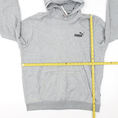 Puma Mens Grey Pullover Hoodie L Lightweight Cotton Blend