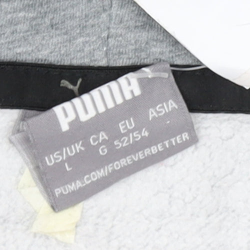 Puma Mens Grey Pullover Hoodie L Lightweight Cotton Blend