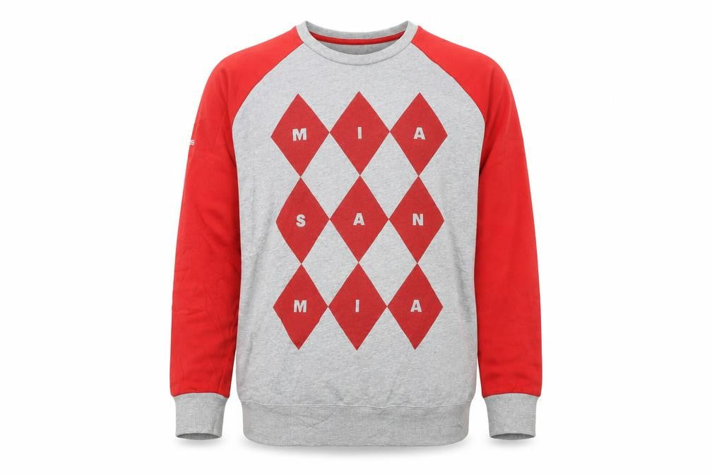 Front view of Adidas Men’s Grey Red Crew Neck Pullover Sweatshirt, size L