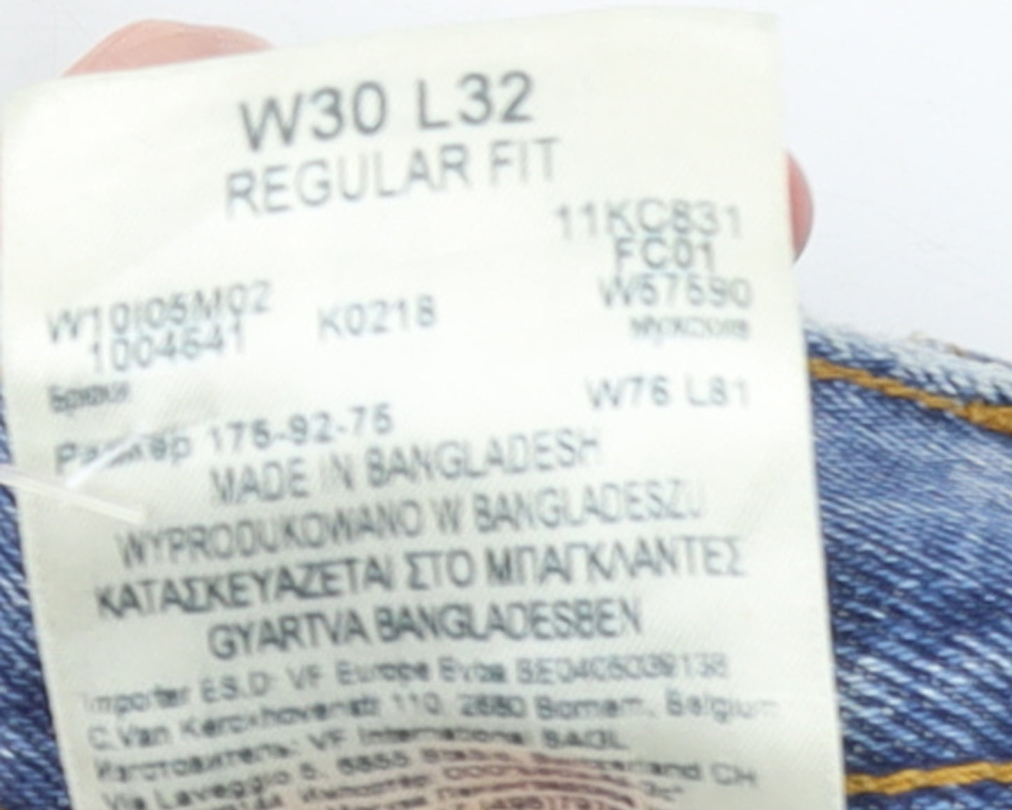 Wrangler Men's Blue Regular Fit Straight Leg Jeans W30 L32