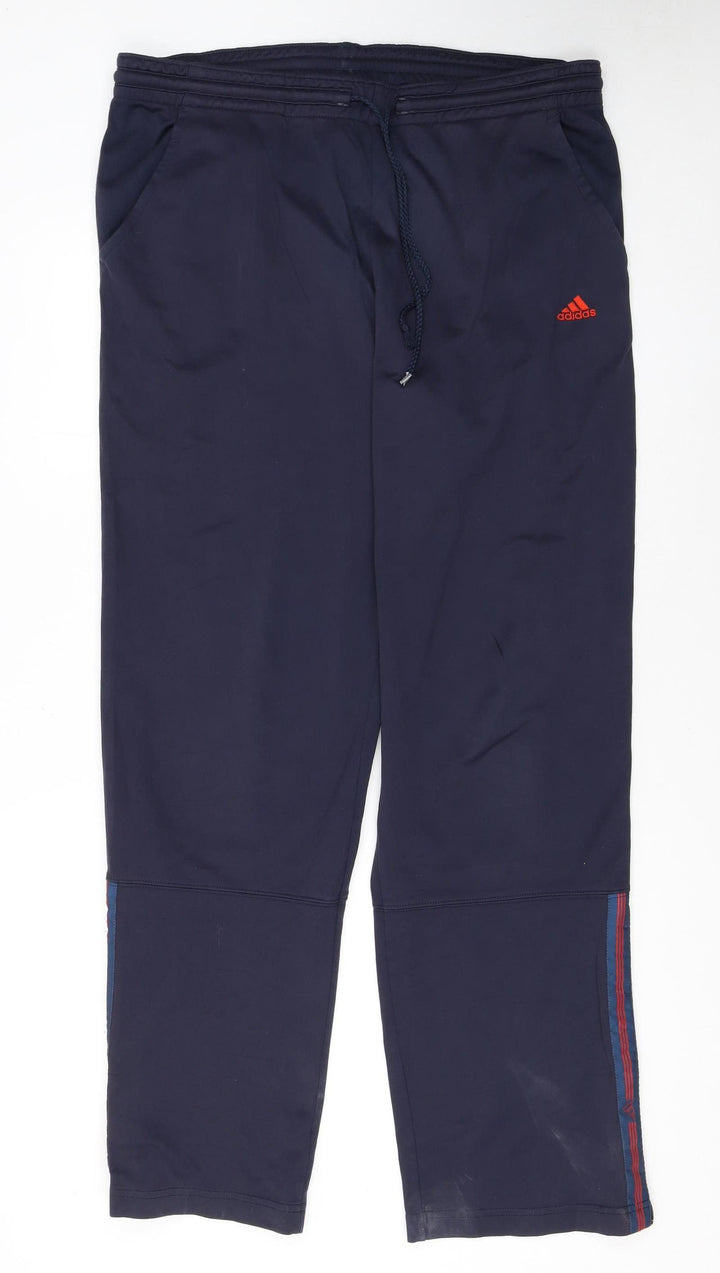 Adidas Men's Blue Track Pants L Elastic Waist Sports Trousers
