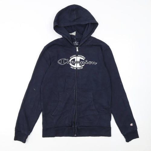 Champion Boys Blue Full Zip Hoodie 13-14 Years Logo Fleece Sweatshirt
