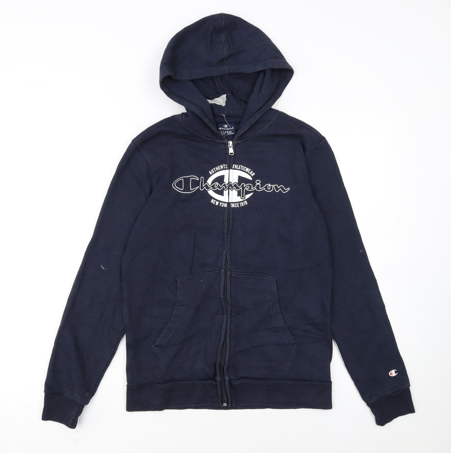 Champion Boys Blue Full Zip Hoodie 13-14 Years Logo Fleece Sweatshirt