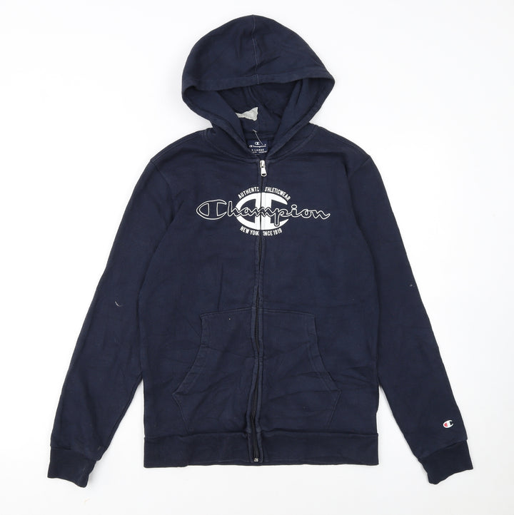 Champion Boys Blue Full Zip Hoodie 13-14 Years Logo Fleece Sweatshirt