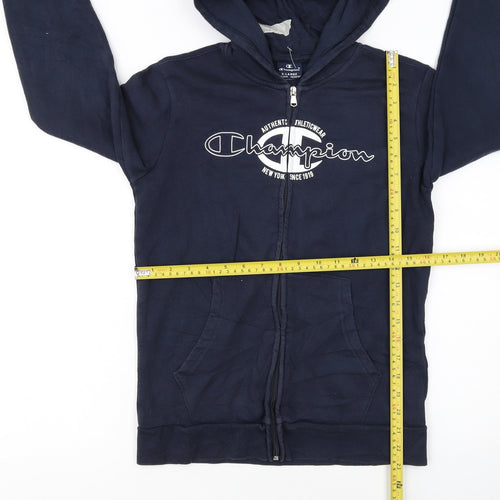 Champion Boys Blue Full Zip Hoodie 13-14 Years Logo Fleece Sweatshirt