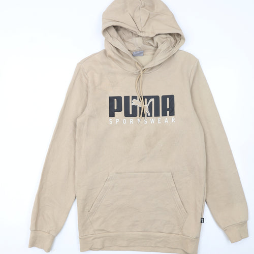 Puma Womens Beige XS Pullover Hoodie Sportswear Logo Sweatshirt