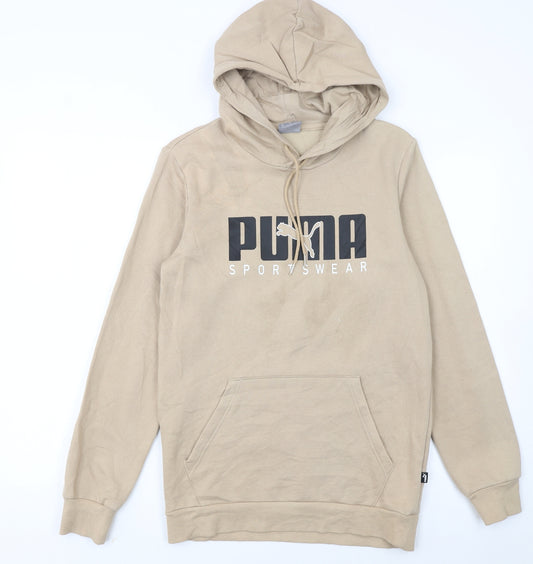 Puma Womens Beige XS Pullover Hoodie Sportswear Logo Sweatshirt