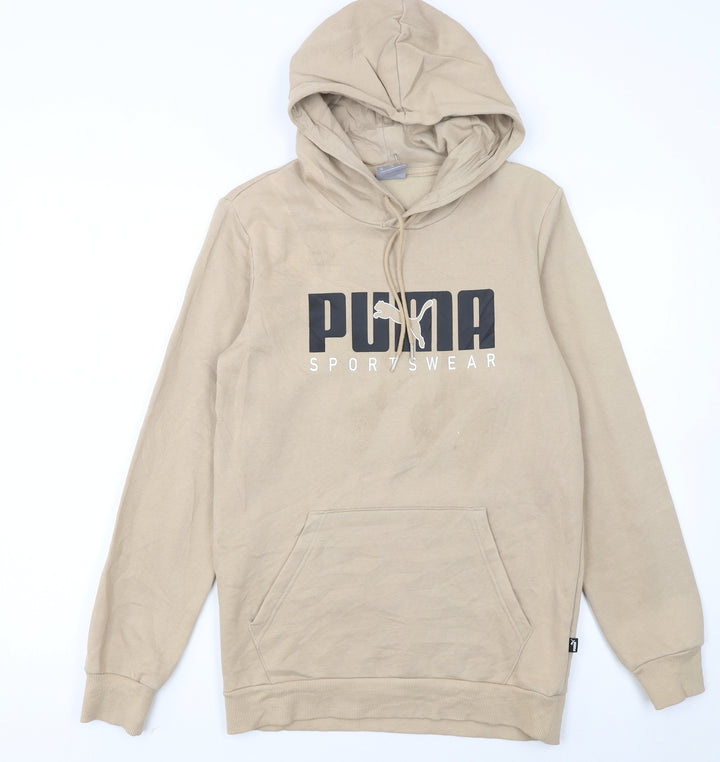 Puma Womens Beige XS Pullover Hoodie Sportswear Logo Sweatshirt