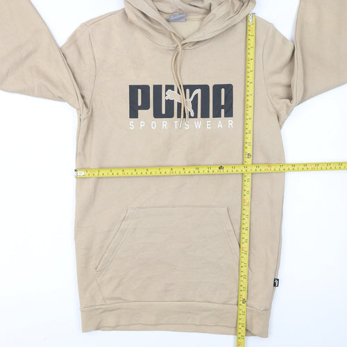Puma Womens Beige XS Pullover Hoodie Sportswear Logo Sweatshirt