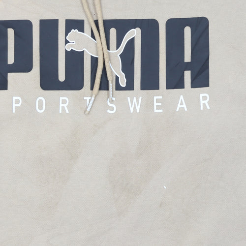Puma Womens Beige XS Pullover Hoodie Sportswear Logo Sweatshirt