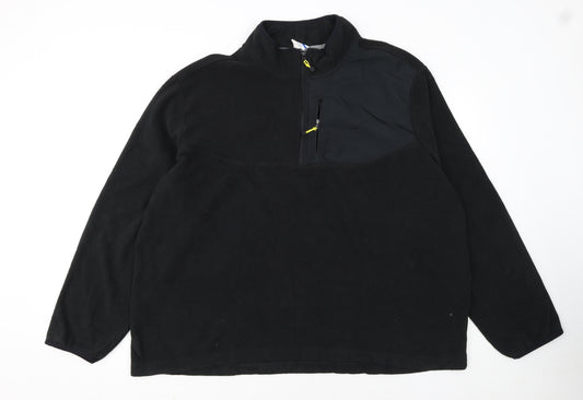Starter Mens Black 2XL Fleece Pullover 1/4 Zip Sweatshirt
