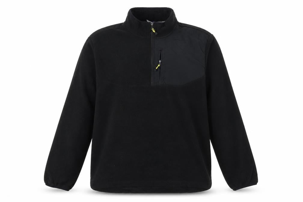 Front view of Starter men’s black 2xl fleece pullover 1/4 zip sweatshirt