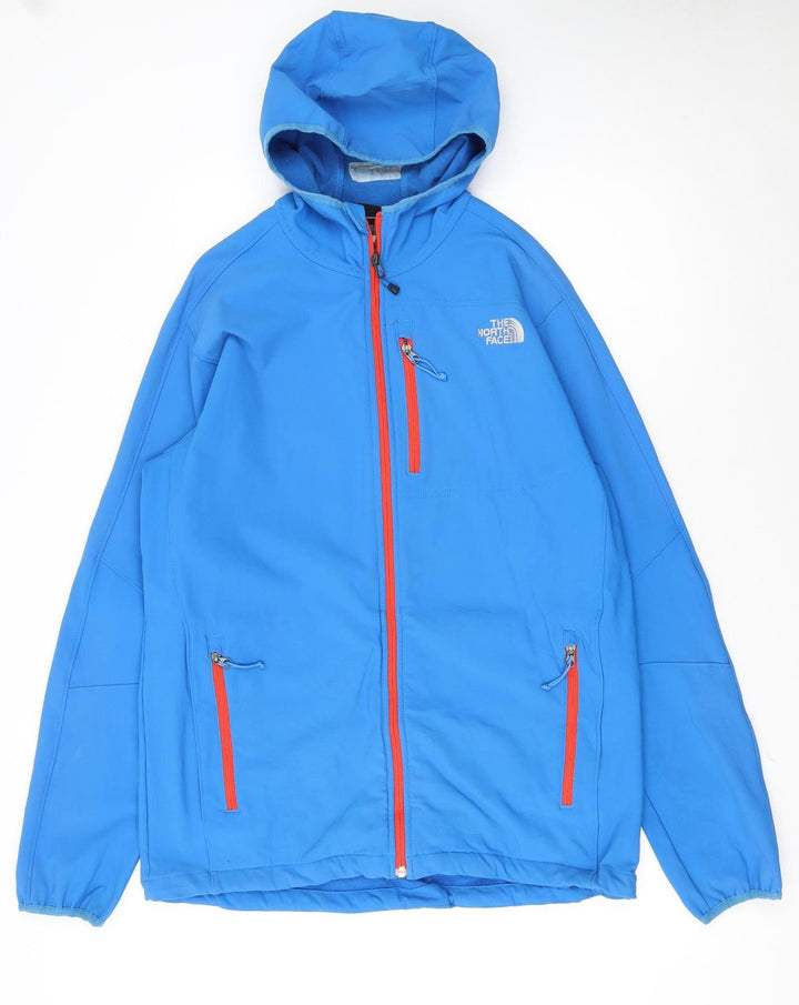 The North Face Men's Blue Softshell Hooded Jacket Size L Outdoor Waterproof