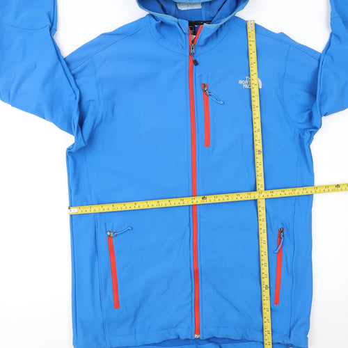 The North Face Men's Blue Softshell Hooded Jacket Size L Outdoor Waterproof