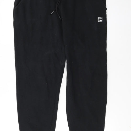 FILA Men's Black Jogger Trousers Size M Cotton Blend Fleece