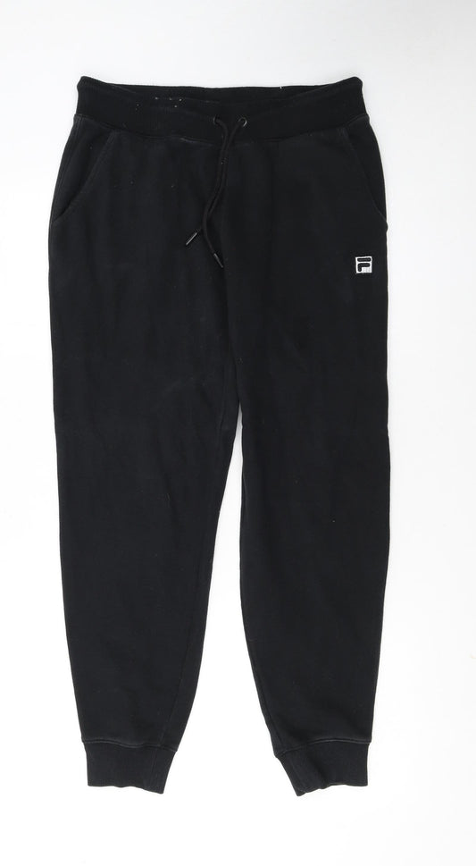 FILA Men's Black Jogger Trousers Size M Cotton Blend Fleece