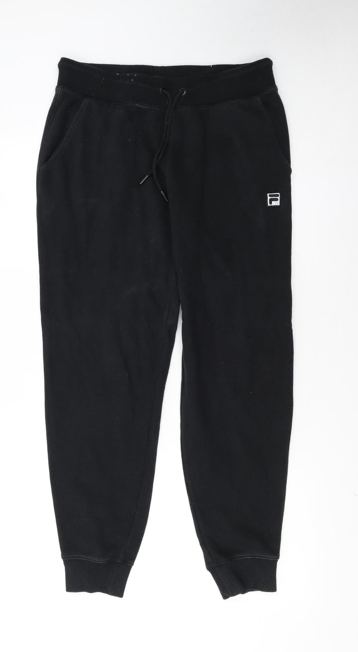 FILA Men's Black Jogger Trousers Size M Cotton Blend Fleece