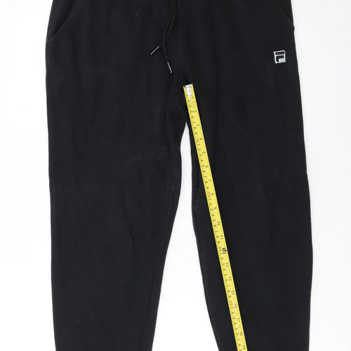 FILA Men's Black Jogger Trousers Size M Cotton Blend Fleece