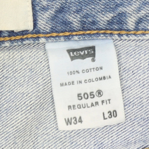 Levi's 505 Men's Blue Regular Fit Straight Denim Jeans W34 L30
