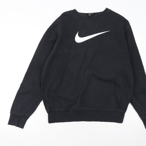 Nike Women Black Small Pullover Sweatshirt Logo Crew Neck Standard Fit