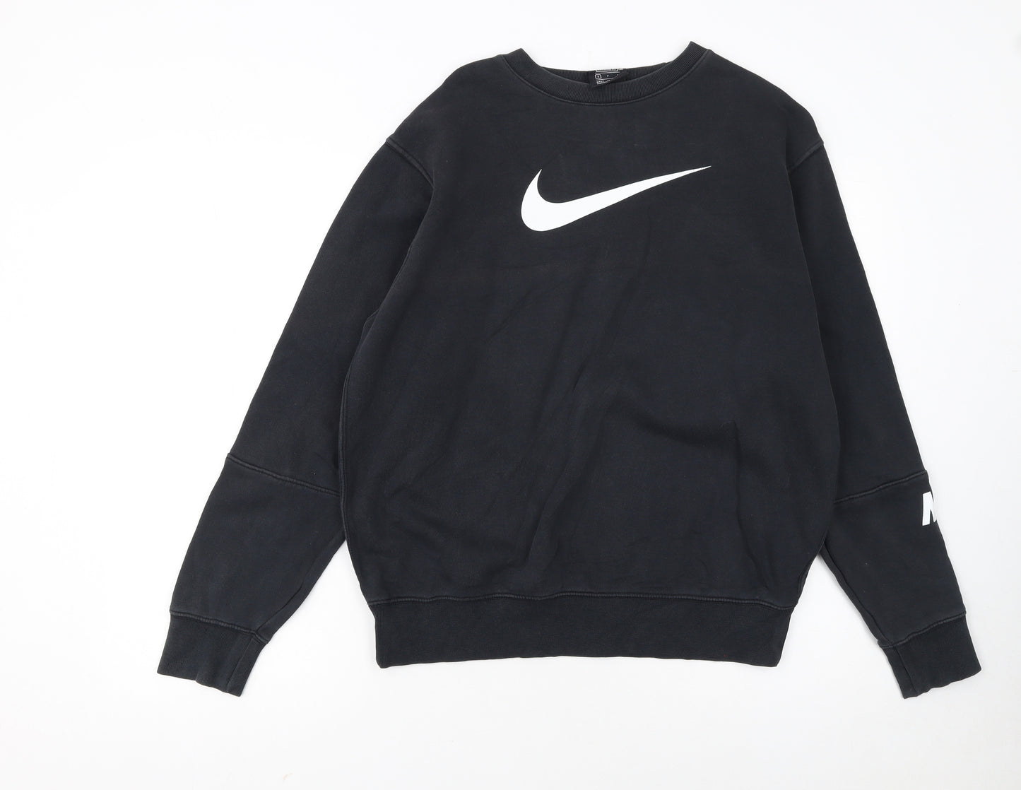 Nike Women Black Small Pullover Sweatshirt Logo Crew Neck Standard Fit