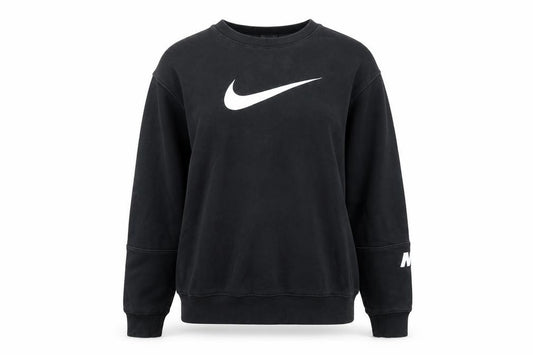 Front view of Nike Women Black Small Pullover Sweatshirt Logo Crew Neck Standard Fit