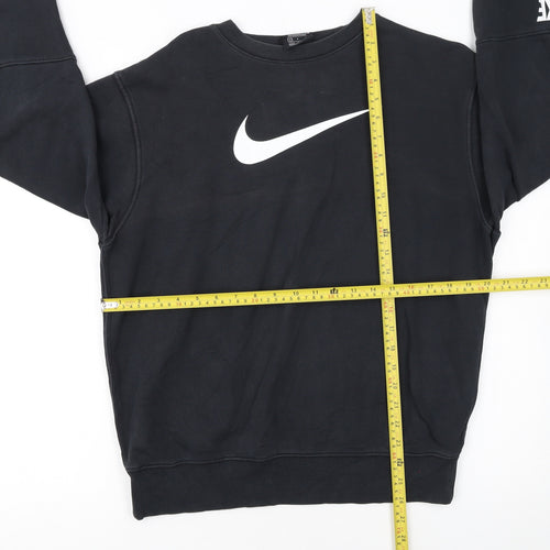Nike Women Black Small Pullover Sweatshirt Logo Crew Neck Standard Fit
