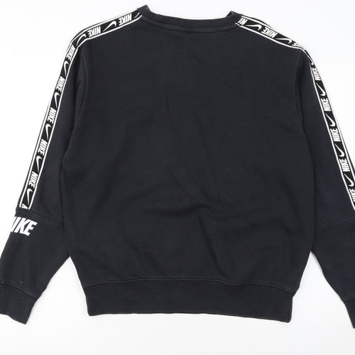 Nike Women Black Small Pullover Sweatshirt Logo Crew Neck Standard Fit