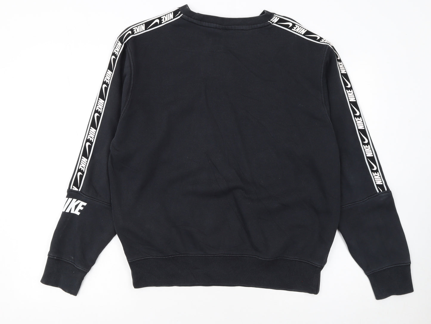 Nike Women Black Small Pullover Sweatshirt Logo Crew Neck Standard Fit