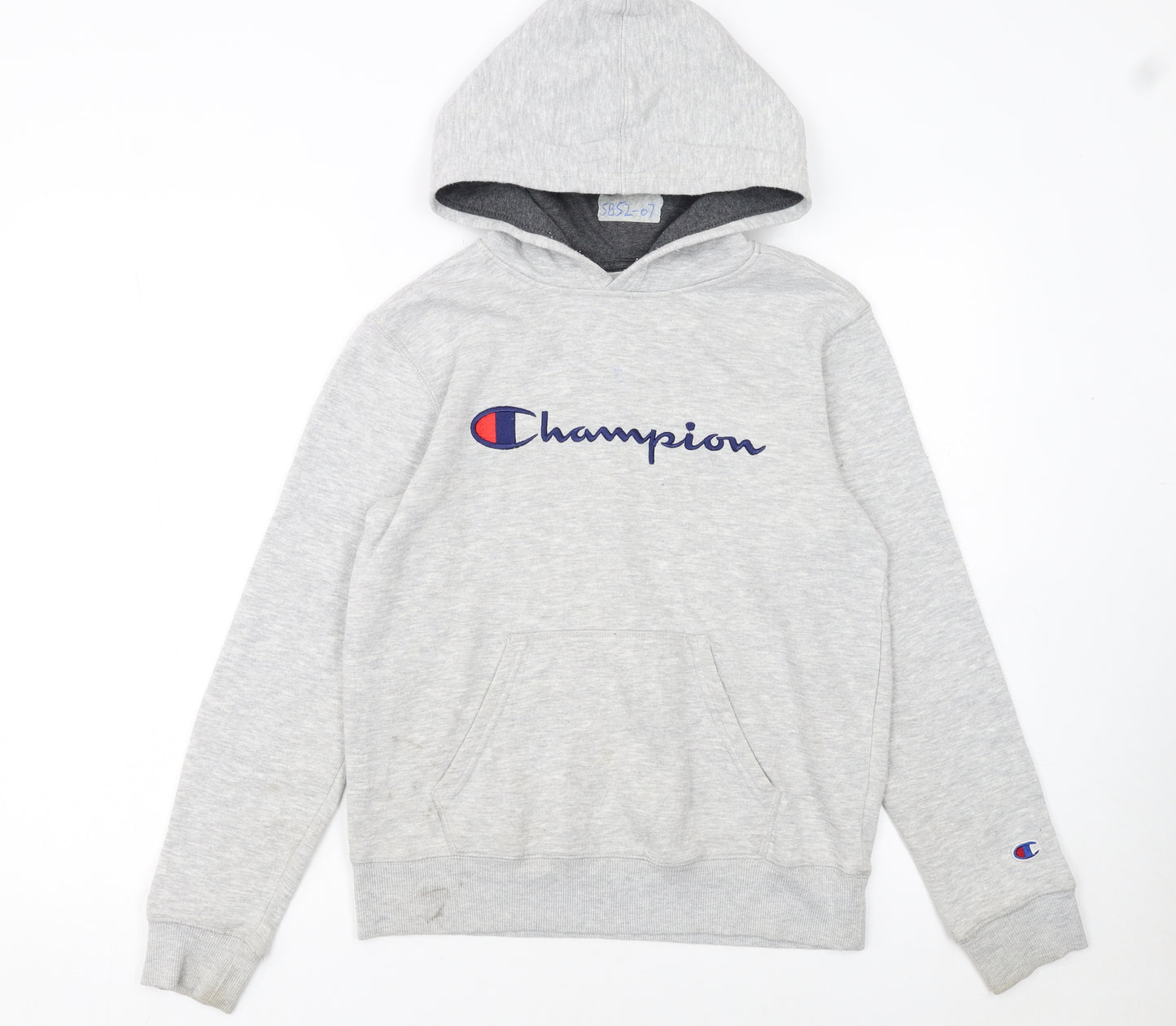 Champion Boys Grey Pullover Hoodie L Fleece Logo Sportswear