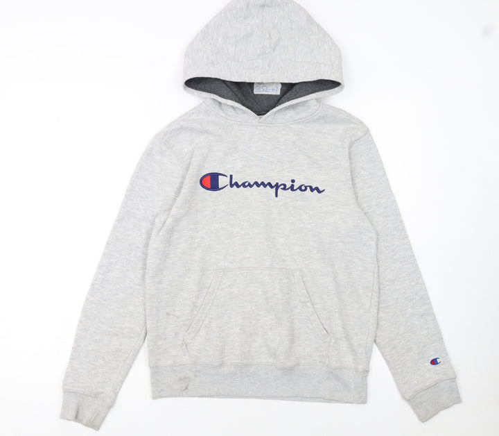 Champion Boys Grey Pullover Hoodie L Fleece Logo Sportswear