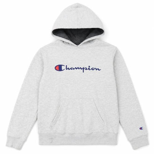 Champion Boys Grey Pullover Hoodie L Fleece Logo Sportswear