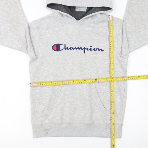 Champion Boys Grey Pullover Hoodie L Fleece Logo Sportswear