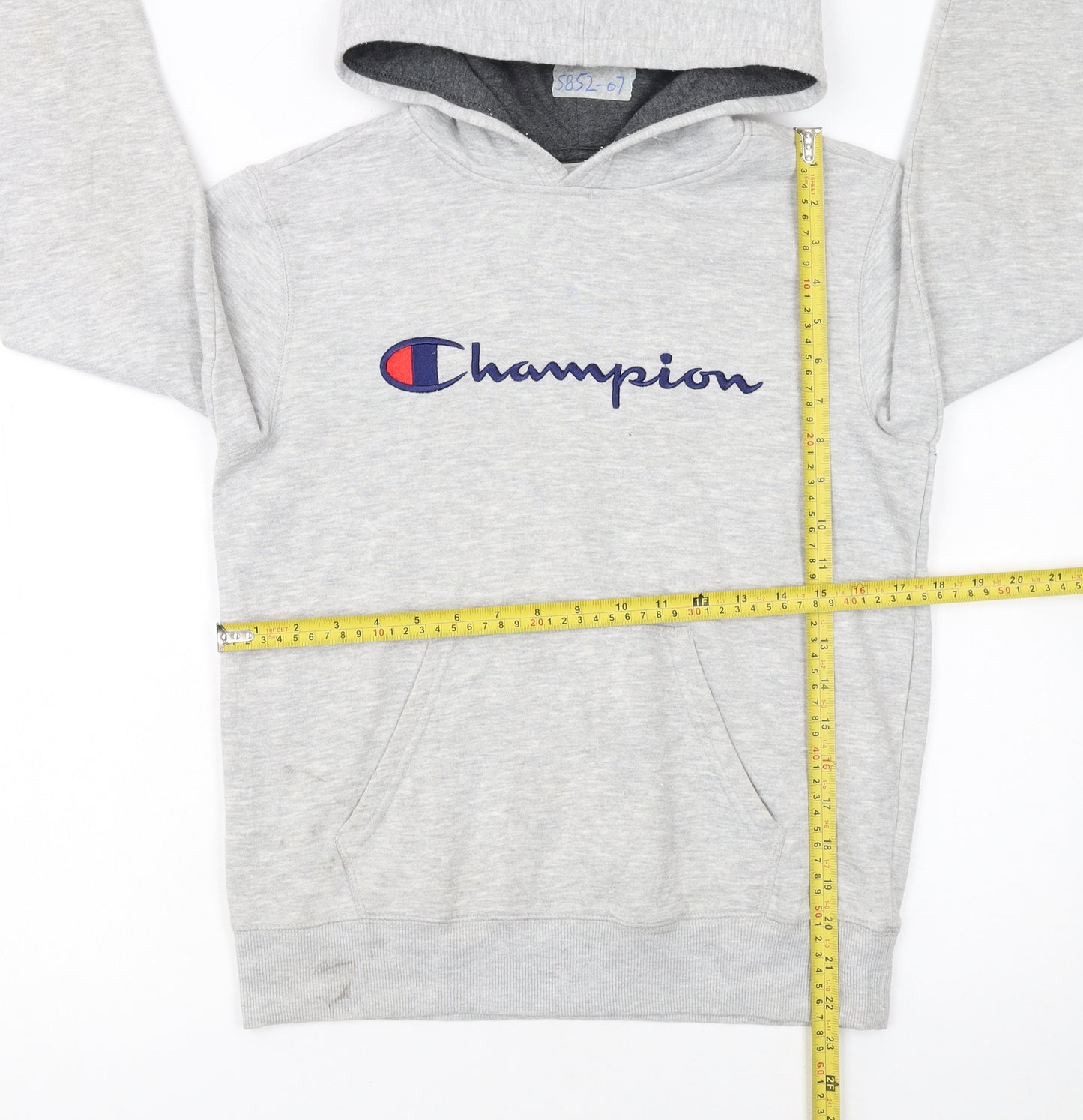 Champion Boys Grey Pullover Hoodie L Fleece Logo Sportswear