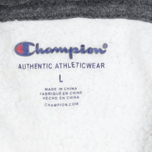 Champion Boys Grey Pullover Hoodie L Fleece Logo Sportswear