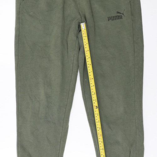 Puma Men's Green Jogger Sweatpants M Casual Fleece Tapered