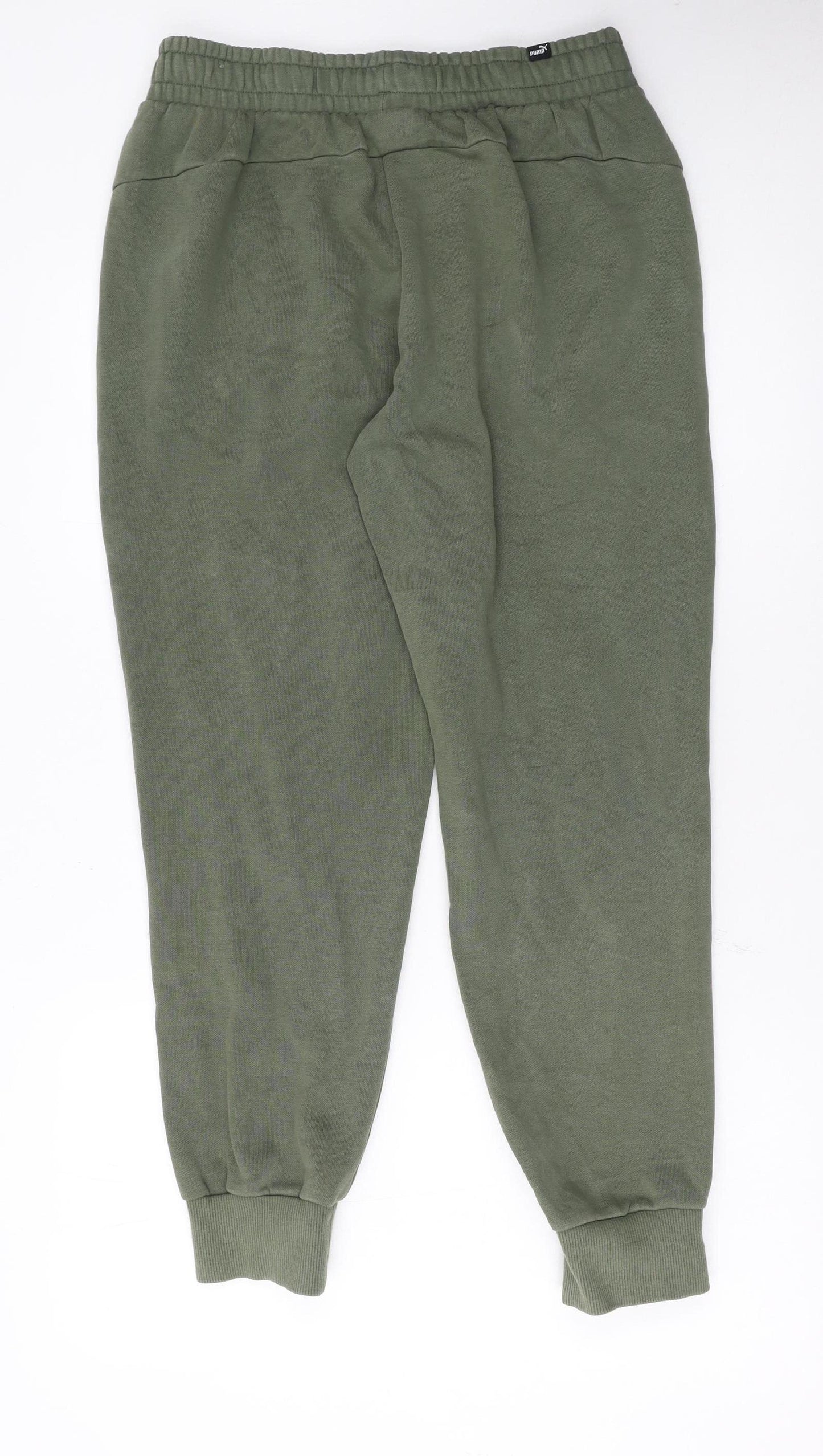 Puma Men's Green Jogger Sweatpants M Casual Fleece Tapered