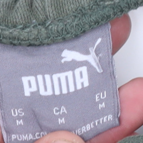 Puma Men's Green Jogger Sweatpants M Casual Fleece Tapered