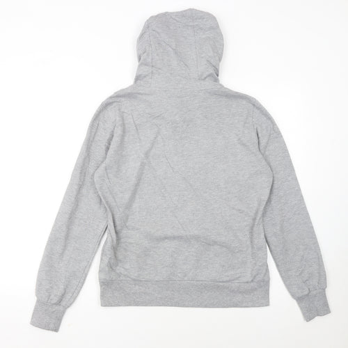 Reebok Women's Grey Pullover Hoodie L Logo Graphic Sweatshirt