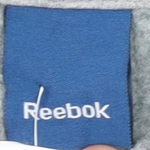 Reebok Women's Grey Pullover Hoodie L Logo Graphic Sweatshirt