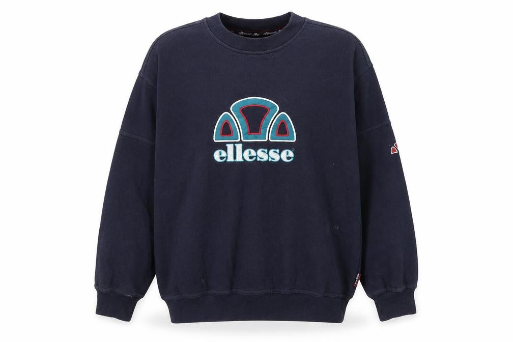 Front view of Ellesse boys’ blue l pullover fleece sweatshirt with logo