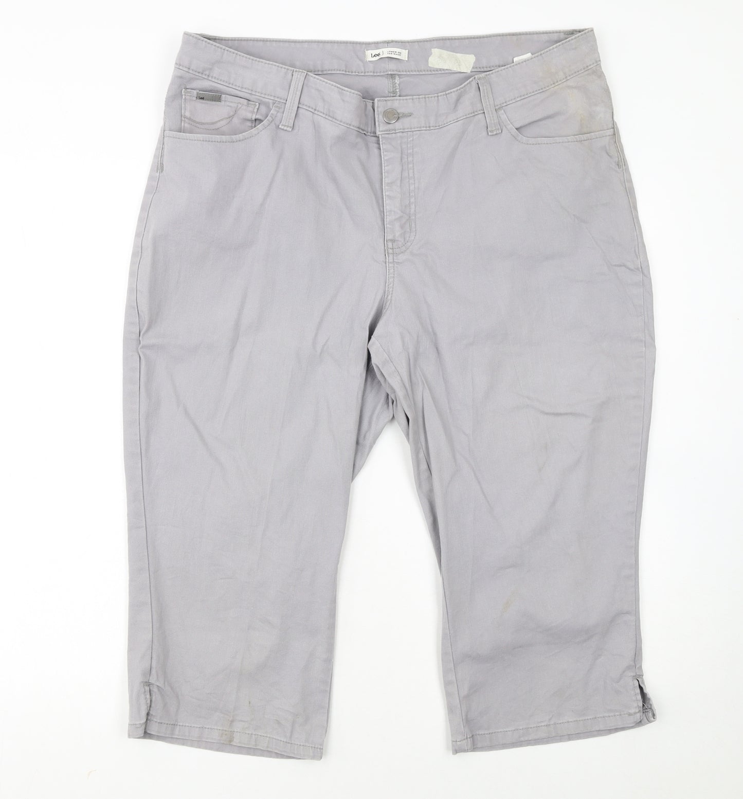 Lee Women’s Grey Capri Jeans Size 18 Plus Low Rise Stretch Denim