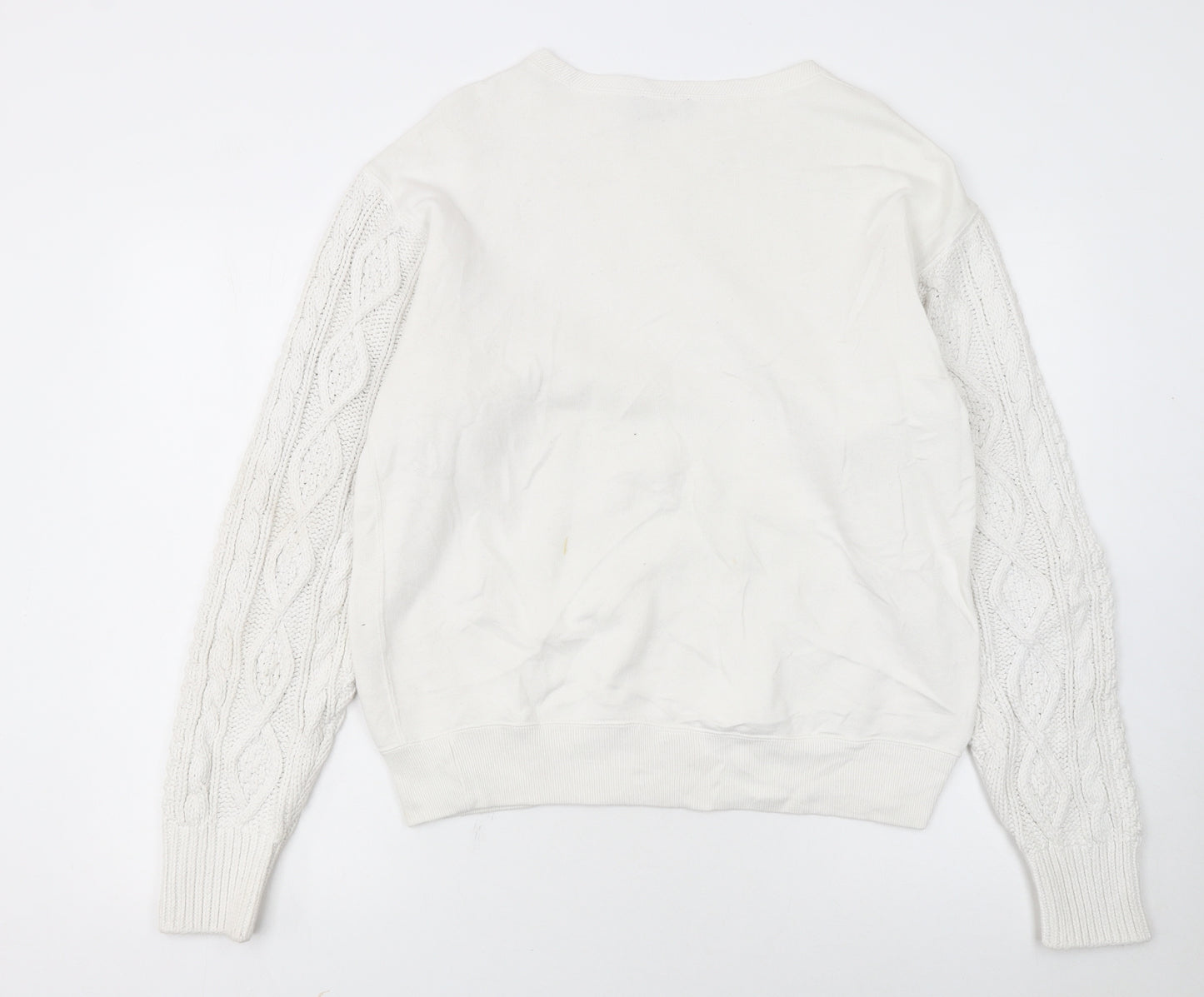 Polo Ralph Lauren Women's White Cable Knit Sleeve Anchor Sweatshirt S